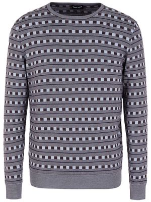 Giorgio Armani check-pattern wool-blend jumper - Grey