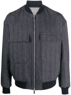 Giorgio Armani chevron jacquard cotton jacket - Blue