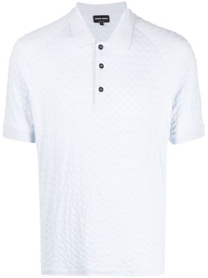 Giorgio Armani chevron-knit polo shirt - Blue