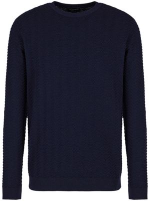 Giorgio Armani chevron-knit wool-blend jumper - Blue