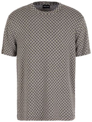 Giorgio Armani chevron-pattern jacquard T-shirt - Grey
