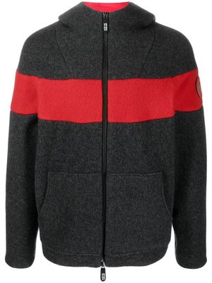 Giorgio Armani colour-block felted zip-up hoodie - Grey