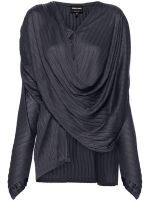 Giorgio Armani cowl-neck pleated blouse - Grey