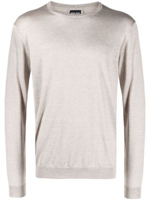 Giorgio Armani crew-neck silk-cotton jumper - Grey