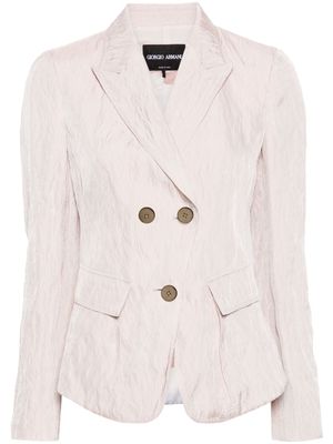 Giorgio Armani crinkled double-breasted blazer - Pink