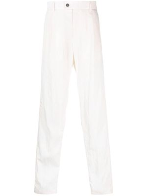 Giorgio Armani crinkled-finish straight-leg trousers - Neutrals