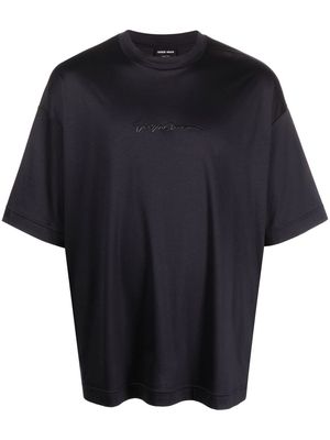 Giorgio Armani debossed-logo cotton T-shirt - Black