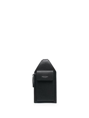 Giorgio Armani debossed-logo leather shoulder bag - Black
