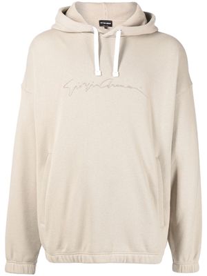 Giorgio Armani debossed-logo long-sleeved hoodie - Grey