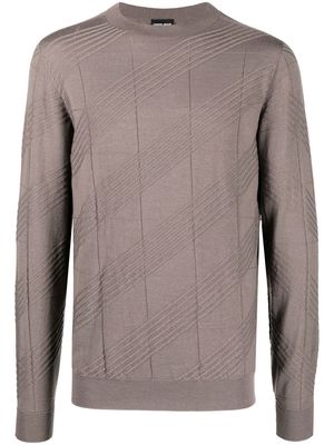 Giorgio Armani diagonal ribbed-knit jumper - Brown