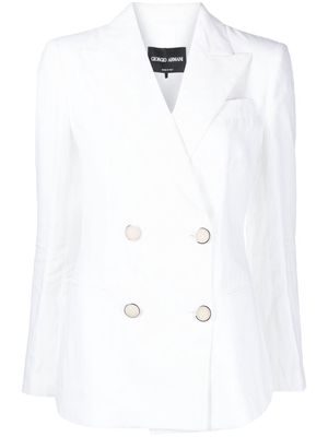 Giorgio Armani double-breasted linen blazer - White