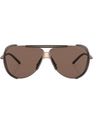 Giorgio Armani double-bridge pilot-frame sunglasses - Brown