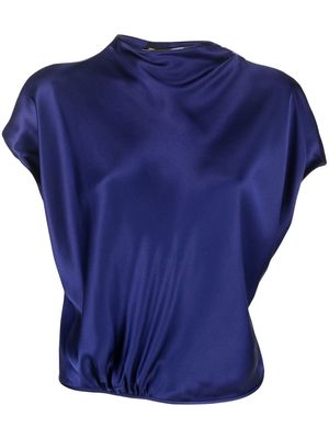 Giorgio Armani draped cropped blouse - UA2R BLUE