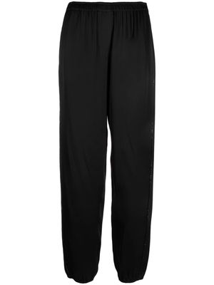 Giorgio Armani elasticated-waistband silk tapered trousers - Black