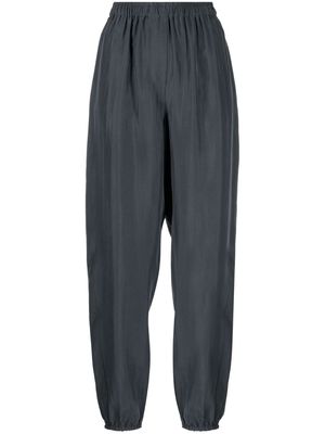 Giorgio Armani elasticated-waistband silk tapered trousers - Grey