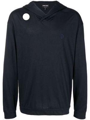 Giorgio Armani embroidered-logo detail hoodie - Black