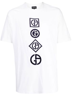 Giorgio Armani embroidered logo-print T-shirt - White