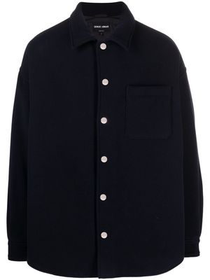 Giorgio Armani felted virgin wool shirt jacket - Blue