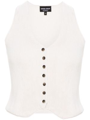 Giorgio Armani fine-ribbed cashmere vest - Neutrals