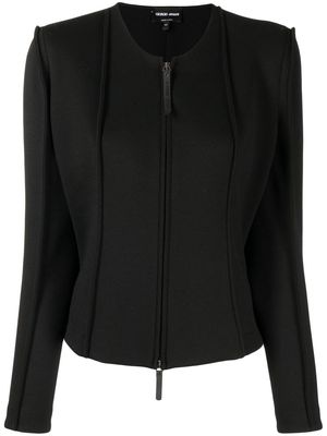 Giorgio Armani fitted zip-fastening jacket - Black