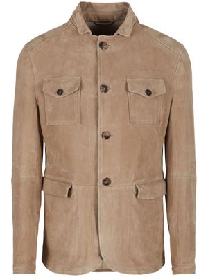 Giorgio Armani flap pockets lambskin jacket - Brown