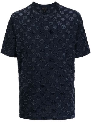 Giorgio Armani flocked-logo short-sleeve T-shirt - Blue