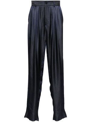 Giorgio Armani floral-jacquard tapered trousers - Blue