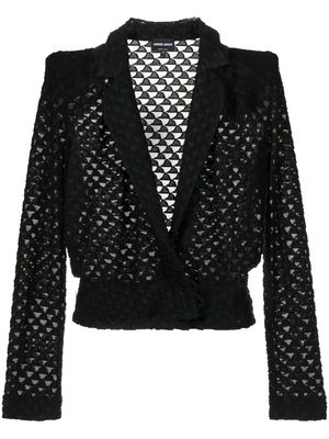 Giorgio Armani geometric-knit long-sleeve blazer - Black
