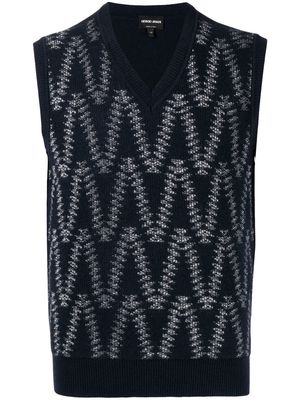 Giorgio Armani geometric-pattern knit vest - Blue