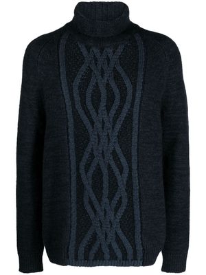 Giorgio Armani geometric-pattern roll-neck jumper - Blue