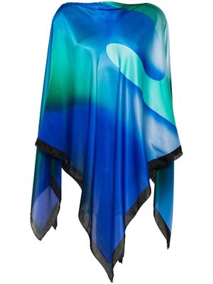 Giorgio Armani gradient effect silk poncho - Blue
