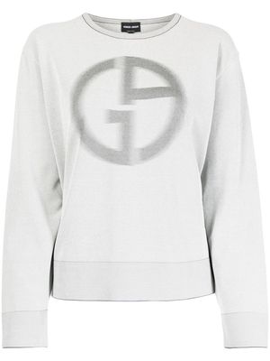 Giorgio Armani graphic-print jumper - Grey