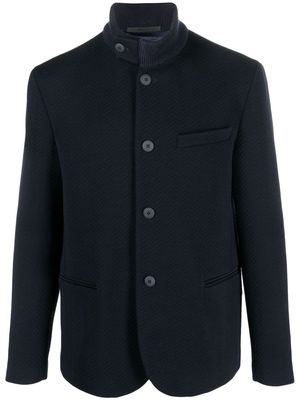 Giorgio Armani high-neck buttoned-up jacket - Blue