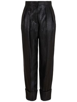 Giorgio Armani high-shine tapered trousers - Black