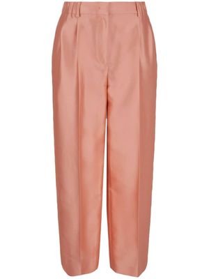 Giorgio Armani high-waisted cropped silk trousers - Orange