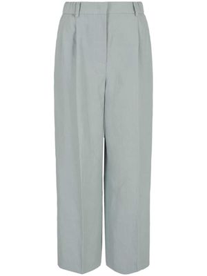 Giorgio Armani high-waisted linen cropped trousers - Green