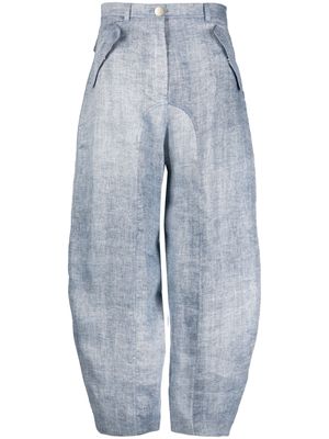 Giorgio Armani high-waisted linen tapered trousers - Blue
