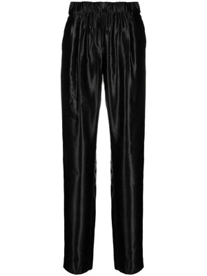 Giorgio Armani high-waisted silk-satin straight-leg trousers - Black