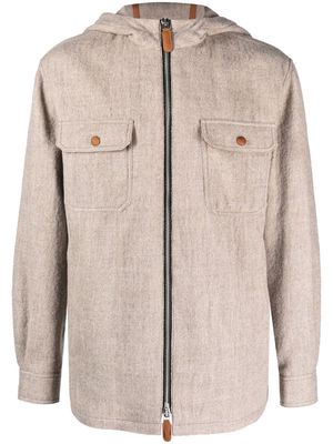 Giorgio Armani hooded chest-pocket jacket - Neutrals