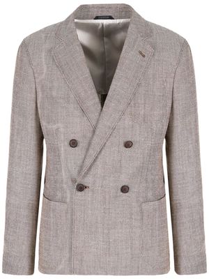Giorgio Armani interwoven virgin wool-blend blazer - Neutrals
