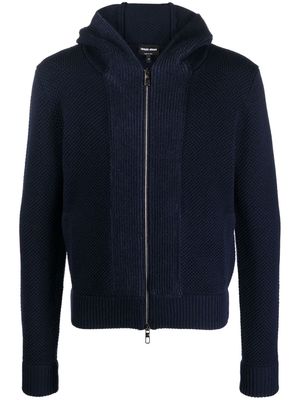 Giorgio Armani knitted zip-up hoodie - Blue