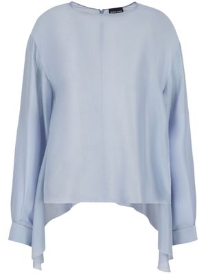 Giorgio Armani knot-detail silk blouse - Blue