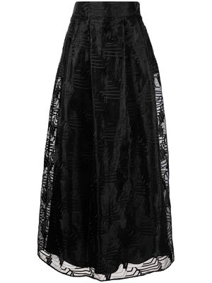 GIORGIO ARMANI lace-detail high-waisted skirt - Black