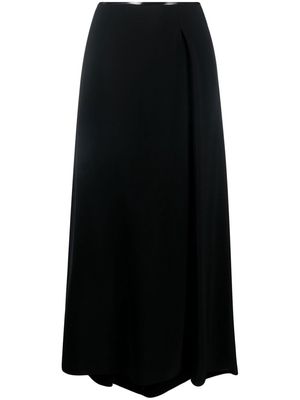 GIORGIO ARMANI leather-trimmed midi skirt - Black