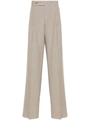 Giorgio Armani linen straight-leg trousers - Neutrals