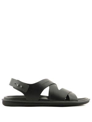 Giorgio Armani logo-debossed leather sandals - Black