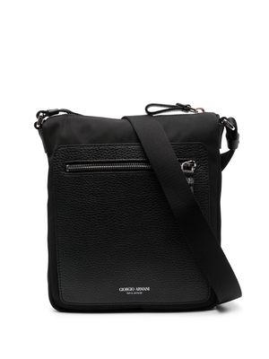 Giorgio Armani logo-debossed zip-fastening shoulder bag - Black