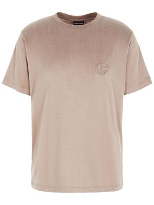 Giorgio Armani logo-embossed crew-neck T-shirt - Brown