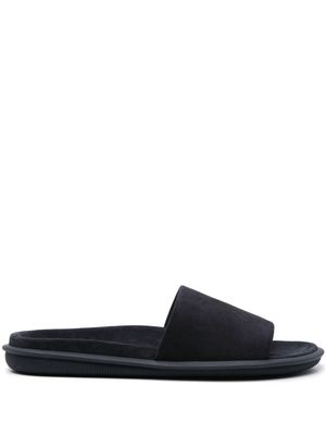 Giorgio Armani logo-embossed suede slides - Blue