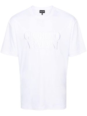 Giorgio Armani logo-embroidered cotton T-shirt - White